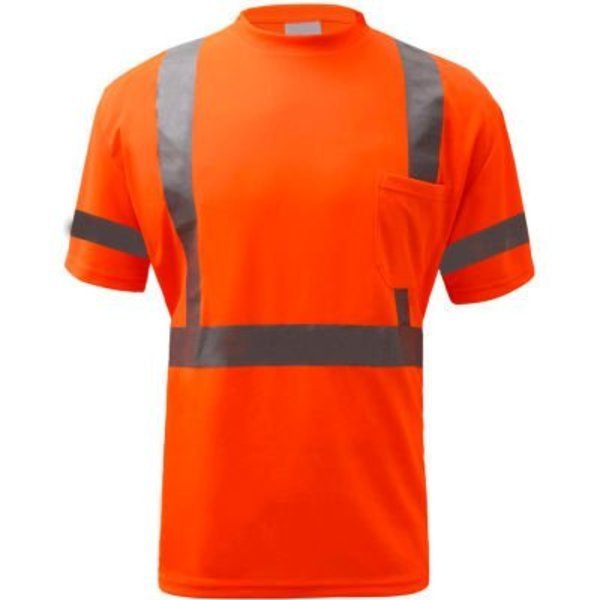 Gss Safety GSS Safety 5008, Class 3, Hi-Viz Moisture Wicking Birdseye Short Sleeve T-Shirt, Orange, 3XL 5008-3XL